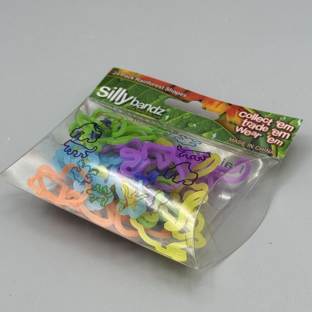 Silly Bandz 24 Pack Rainforest Shaped Bracelets Gecko Panther Monkey Toucan